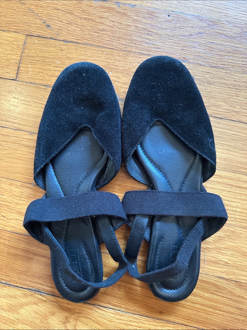 Born Black Suede Elastic-Strap Flats